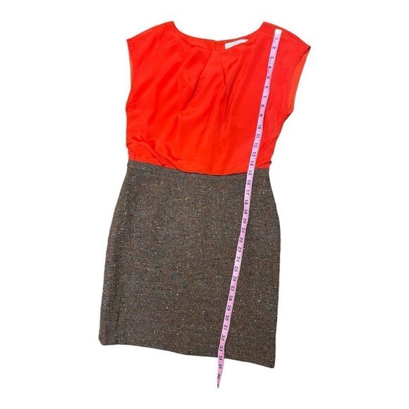 Loft Contrast Wool Burnt Orange Feminine Tweed Dress Sz 6P Office Classic EUC - Picture 3 of 7